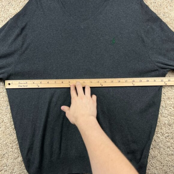 Polo Ralph Lauren Sweater Mens Large V-Neck Gray Long Sleeve Pullover Pony Logo - Picture 5 of 6